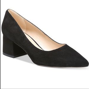Franco Sarto Callan Black Suede Block Heel Pumps 8